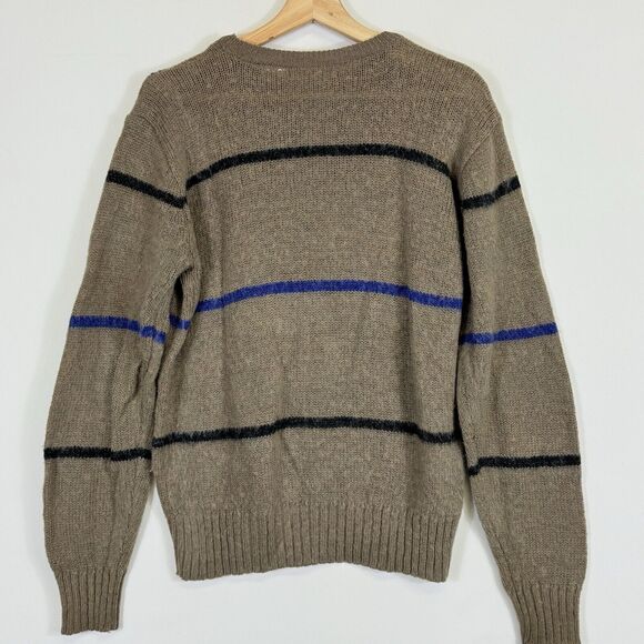 Adam Sloane Vintage Brown Blue Square Mohair Blend Pullover Sweater Men's Medium - Picture 4 of 5